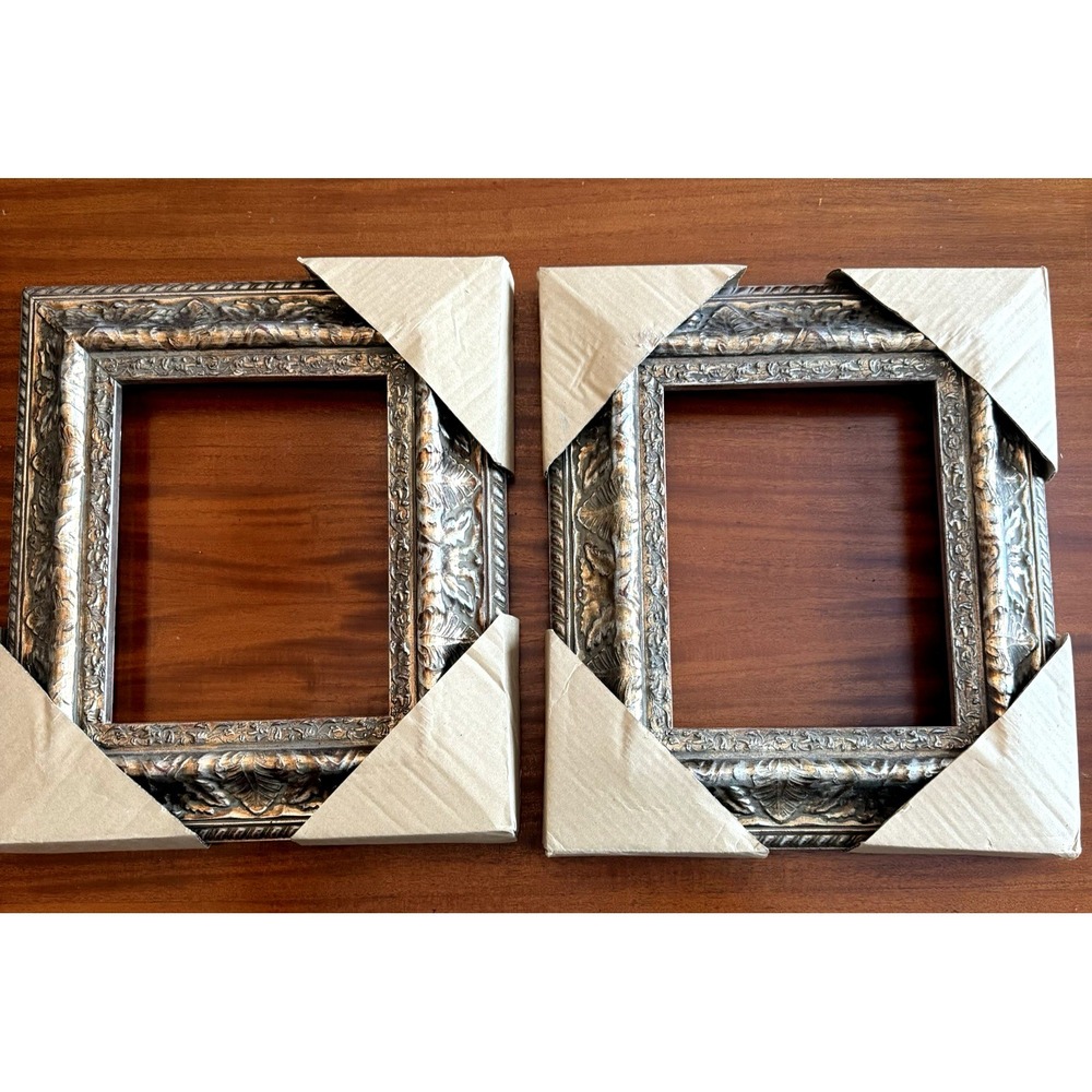 Vintage‎ Hand carved Gilded Wood Picture Frames 8x10 Gold Silver Set of 2
